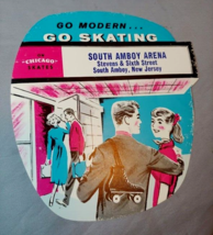 1960 Skating Decal Label Vintage South Amboy NJ Arena Chicago Skates Advertising - £15.53 GBP