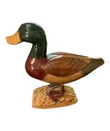 Vintage Hand Carved Wooden Mallard Duck Figurine 8 Inch Rustic Cabin Lod... - $30.60