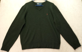 Polo by Ralph Lauren Sweater Men&#39;s Large Green Knit Wool Long Sleeve Log... - £21.81 GBP