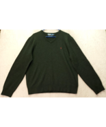 Polo by Ralph Lauren Sweater Men&#39;s Large Green Knit Wool Long Sleeve Log... - £21.80 GBP