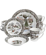 Gibson Home Christmas Toile 16 Piece Dinnerware Set - $1,506.81 MXN