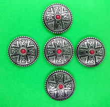 Southwest Native Style Cross Concho  / Conchos 1 1/8&quot; Five Count Red Center - $9.99