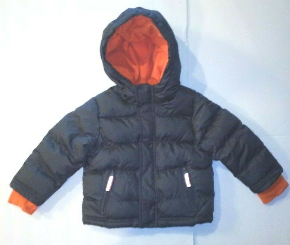 Primary image for Cherokee Toddler Boys Winter Puffer Hooded Jackets Coats Gray Orange 12M 18M NWT