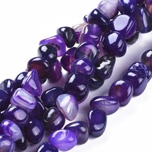 10 Striped Agate Gemstone Chip Beads Tumbled Purple Jewelry Supplies Set - £3.48 GBP