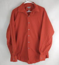 Van Heusen Wrinkle Free Men&#39;s Fitted Rust Orange Casual Dress Shirt Size... - $17.81