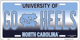 University of North Carolina Tarheels GO HEELS Embossed Metal License Plate - £5.50 GBP
