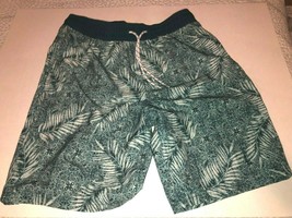 Goodfellow &amp; Co Swim Trunks Men&#39;s SZ Small Elastic Waist Drawstring Palm... - £9.45 GBP