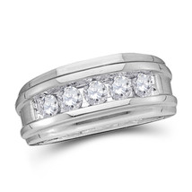 14kt White Gold Mens Round Diamond Wedding Channel Set Band Ring 1/4 Cttw - £814.78 GBP