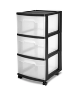 3-Drawer Plastic Rolling Storage Cart, Clear/Black Frame (4-Pack) - €153,51 EUR