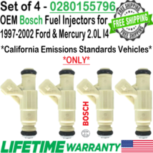 Genuine Bosch x4 Fuel Injectors for 1997-2002 Ford &amp; Mercury 2.0L I4 #02... - $130.73