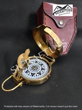 Vintage Old style WWII Military Pocket Brass Compass Gift With leather c... - $31.72
