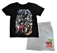 Marvel Avengers Cotone T-Shirt &amp; Set Pantaloncini Completo Nuovo Ragazzi Size 4 - £14.06 GBP
