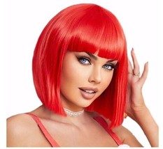 YOUNIGA Red Bob Wig With Bangs 12 Inch Short Synthetic Fiber Bob Wigs for Women  - £10.89 GBP