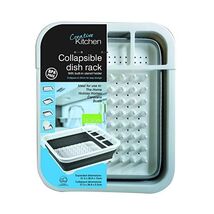 Creative Kitchen Collapsible Dish Drainer, White/Grey  - $32.00