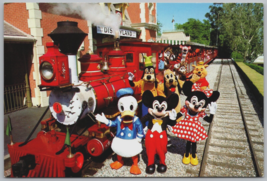 Disneyland All Aboard Postcard Donald Mickey Minnie Goofey Chip Dale Train - £6.50 GBP