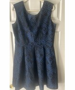 Tiana B. Sleeves Dress  Size 14 Blue Black Floral Embroidered Cap - $232.28 MXN