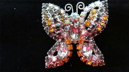 Vintage Juliana Aurora Boralis Black Jan Cox Rhinestones Butterfly Brooch Pin - £79.13 GBP