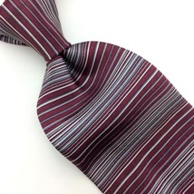 Louis Feraud Usa Made Tie Brown Gray White Stripes Silk Necktie Men Ties I21-313 - £12.44 GBP