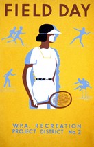 Poster decor.Room Interior art design.Tennis field day.WPA project.7594 - £12.74 GBP+