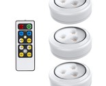 Wireless Led Puck Lights With Remote Control, 3 Pack - Under Cabinet, Cl... - £23.48 GBP