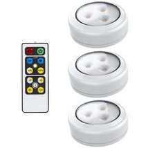 Wireless Led Puck Lights With Remote Control, 3 Pack - Under Cabinet, Closet Lig - £32.23 GBP