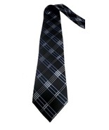 Michael Kors Men’s Tie Necktie Plaid Black Slate Blue Silver/Gray 100% S... - $12.98 CAD