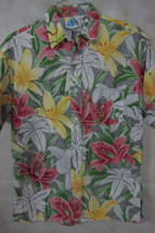 VINTAGE Sears Men&#39;s Store Reverse Print Colorful Floral on Gray Hawaiian... - £35.54 GBP