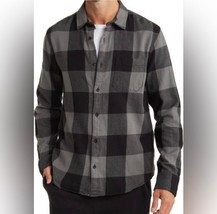Abound Mens Button Up Shirt Gray Buffalo Plaid Long Sleeve Cuff Pockets ... - $17.59