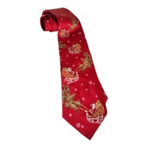 Hallmark Holiday Traditions Men&#39;s Tie   Santa Reindeer Presents Silk 59&quot; VTG USA - £11.17 GBP