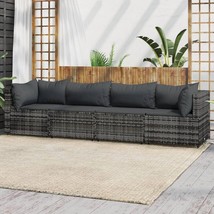  Patio Lounge Set Gray PE rattan, powder-coated steel, polyester - €562,93 EUR