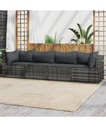  Patio Lounge Set Gray PE rattan, powder-coated steel, polyester - $12,296.91 MXN