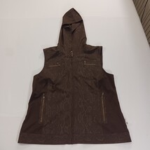 Zenergy by Chico's RN#79984 Women's Brown Full Zip Hooded Vest Pockets Size 2 image 15