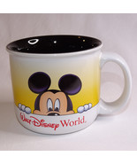 Rare Mickey Mouse Coffee Mug Walt Disney World Yellow White &amp; Black Inte... - $9.99