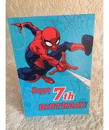 Happy Birthday Hallmark Card Spiderman 7 Years Red Blue Spider Webs - £3.20 GBP