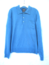 Vintage Campus Blue Sweater Mens Size L XL Chest Pocket 100% Virgin Acrylic - $28.49