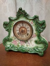 Antique  ANSONIA &quot;Dresden Extra&quot; Victorian German Porcelain Mantel Clock - £292.74 GBP
