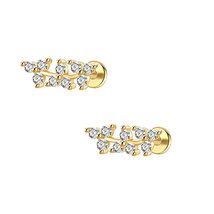 14k Gold Dainty Olive Leaf Flat Back Earrings - $39.90