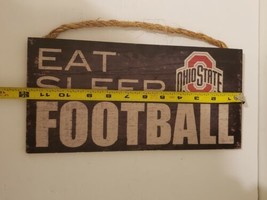 Ohio State Buckeyes Eat Sleep Football Distressed Wood Sign 12X6 - £11.98 GBP