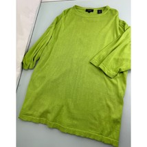 Genelli Men Knit Shirt Silk Cotton Blend Short Sleeve Green Pullover XL - $39.57