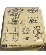 Stampin Up! 2002 Rubber Stamp Set Happy Fall Y&#39;all Scarecrow Pumpkin Lea... - $14.40