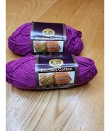 Lion Brand Yarns Kitchen 100% Cotton 2 Skeins Purple 1.47 Dye Lot 115375 - $17.12