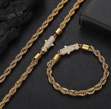 Iced 14K Gold Plated 6mm Solid Rope Chain CZ Clasp Bling Necklace 18&quot; 20... - £18.17 GBP+