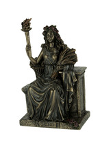 Demeter Goddess of the Harvest Sitting On Bench Holding Wheat and Torch Statue - £58.61 GBP