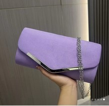Elegant  Purple Suede Clutch with Rhinestone Clutch Bag Purse - $431.18 MXN