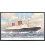 Vintage 1950&#39;s Cunard RMS Queen Elizabeth Steamship Oceanliner Postcard - £8.16 GBP