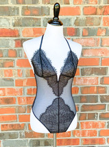 Victoria&#39;s Secret Lingerie Teddy One Piece Bodysuit Black Sheer Lace Very Sexy M - $28.80