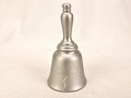 Silver Painted Dinner Bell, Embossed Fake Crack On Bell Housing, Metal Clapper - £11.49 GBP