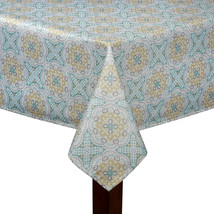 Waverly Fabric Tablecloth Astrid 60x84&quot; Oblong  Summer Green Gold Medallion - £30.66 GBP