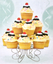 Wilton Gold Cupcakes N&#39; More Dessert Stand Display Metal Holds 13 Cupcakes - £9.67 GBP
