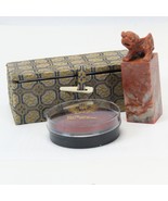 Chinese Carved Soapstone Foo Dog Chop Seal Antique  2.8&quot; H x .9&quot; W x .9&quot; D - $61.76 CAD